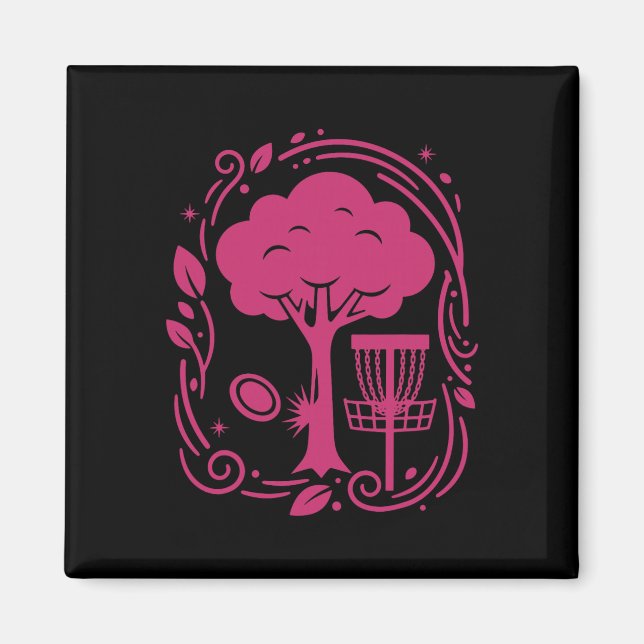 Disc Golf Tree Flying Disc Sket Frisbee Golf Scene Magnet (Front)