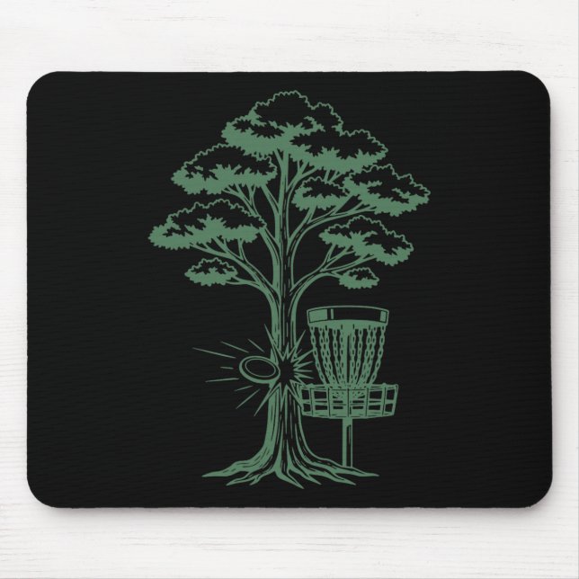 Disc Golf Tree Hit Flying Disc Sket Scene  Mouse Pad (Front)