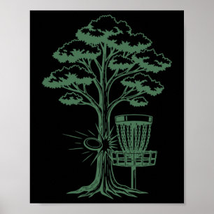 Disc Golf Tree Hit Flying Disc Sket Scene  Poster