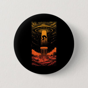 Disc Golf Ufo Funny Flying Saucer Alien Abduction 6 Cm Round Badge