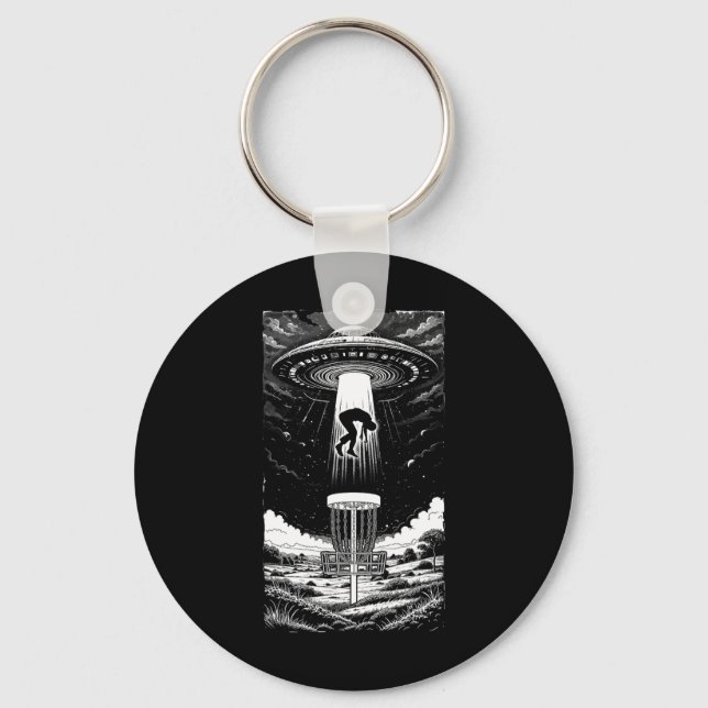 Disc Golf Ufo Funny Flying Saucer Alien Abduction  Key Ring (Front)