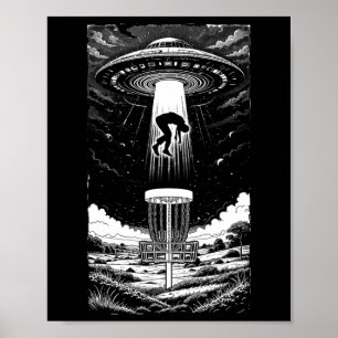 Disc Golf Ufo Funny Flying Saucer Alien Abduction Poster