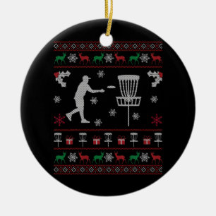 Disc Golf Ugly Christmas Sweater Gift for Disc Ceramic Tree Decoration