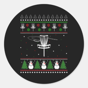Disc Golf Ugly Christmas Sweater Pajama Gifts For  Classic Round Sticker