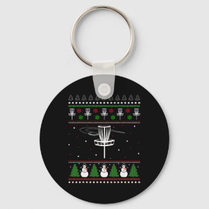 Disc Golf Ugly Christmas Sweater Pajama Gifts For Key Ring