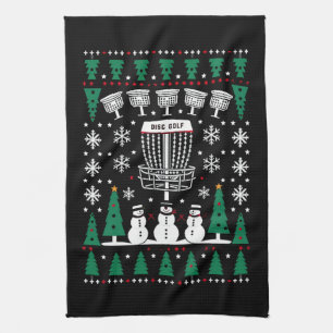 Disc Golf Ugly Christmas Sweater Pajama Gifts Tea Towel