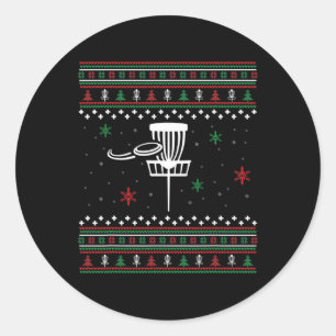 Disc Golf Ugly Christmas Xmas Gift Idea For Men Wo Classic Round Sticker