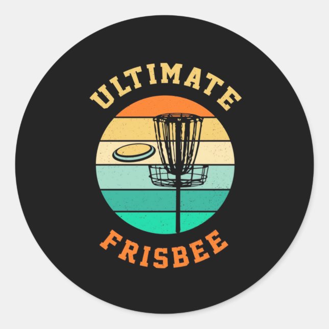Disc Golf Ultimate Frisbee Classic Round Sticker (Front)