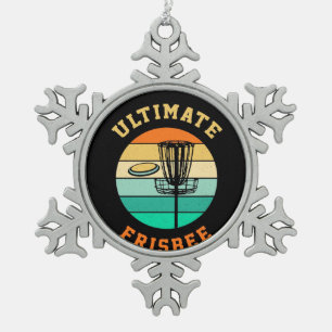 Disc Golf Ultimate Frisbee Snowflake Pewter Christmas Ornament