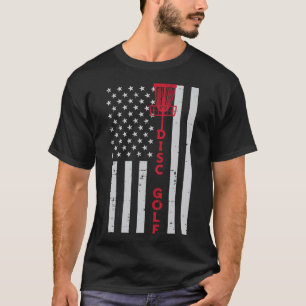 Disc Golf Us Flag Frisbee Frolf Patriotic Men Wome T-Shirt