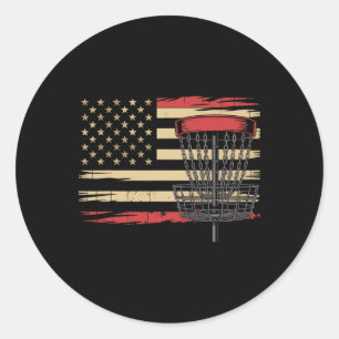 Disc Golf Usa Camo Flag - Patriotic Frolf Player  Classic Round Sticker