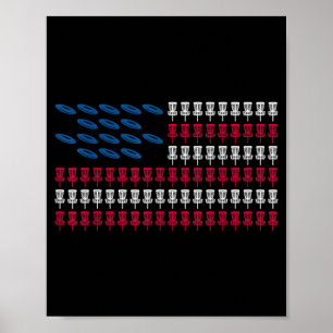 Disc Golf USA Flag Disc Golf American Flag Vintage Poster