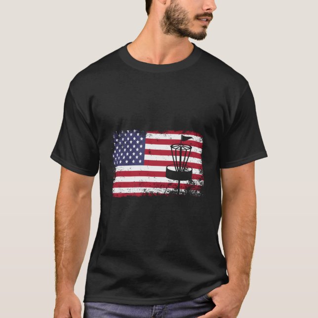 Disc Golf Usa Flag Disc Golf T-Shirt (Front)