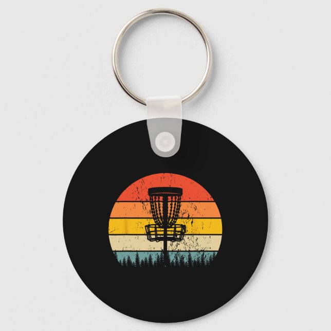 Disc Golf Vintage Retro Frisbee  Key Ring (Front)