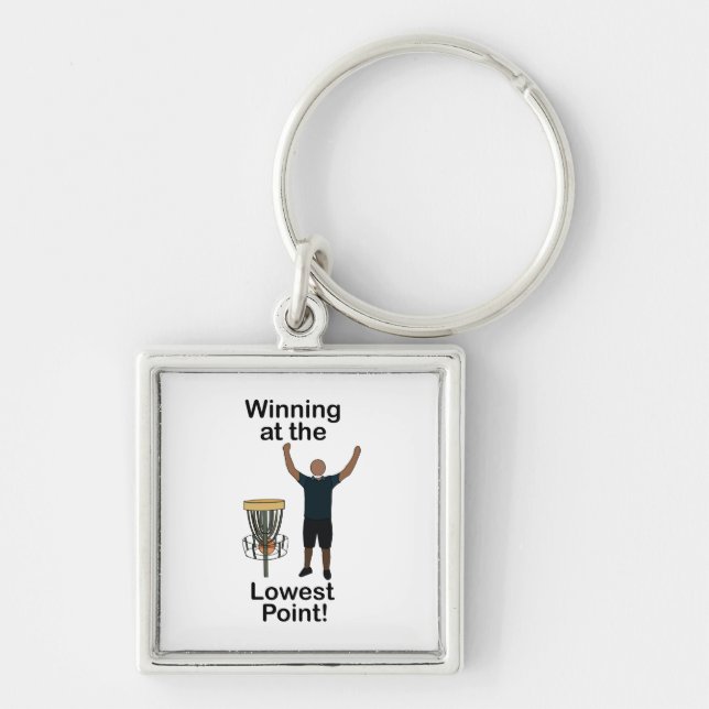 Disc Golf Winning At Lowest Point Golfer Birthday  Key Ring (Front)