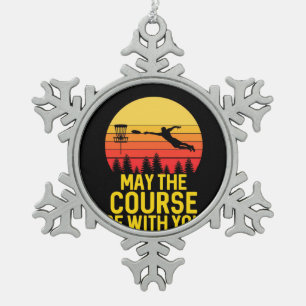 Disc Golf With You Snowflake Pewter Christmas Ornament