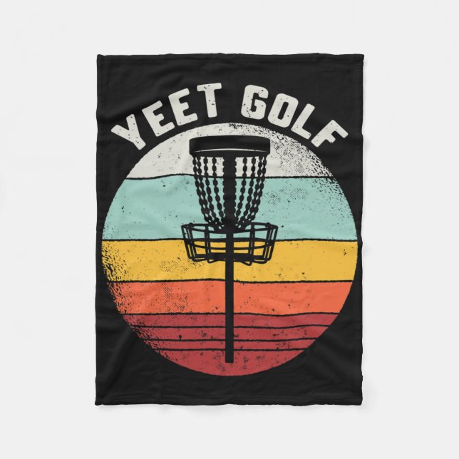 Disc Golf Yeet Golf Sket Frisbee Frolf Retro Disc  Fleece Blanket (Front)
