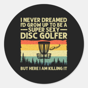 Disc Golfer Art For Men Women Disc Golf Player Dis Classic Round Sticker