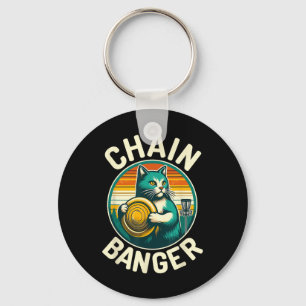 Disc Golfer Cat Chain Banger Disc Golf Player Key Ring