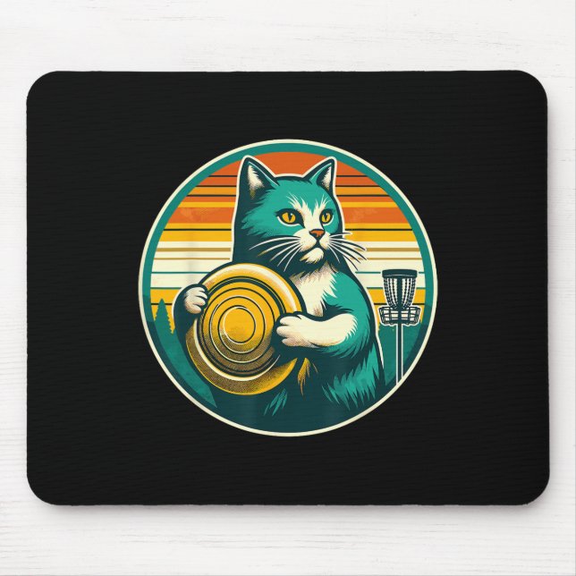Disc Golfer Cat Disc Golf Player _2  Mouse Pad (Front)