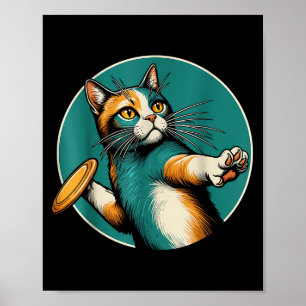 Disc Golfer Cat Disc Golf Player Funny Halloween C Poster