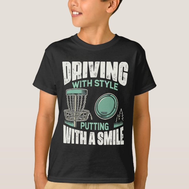 Disc Golfer Driving With Style Disc Golf  T-Shirt (Front)
