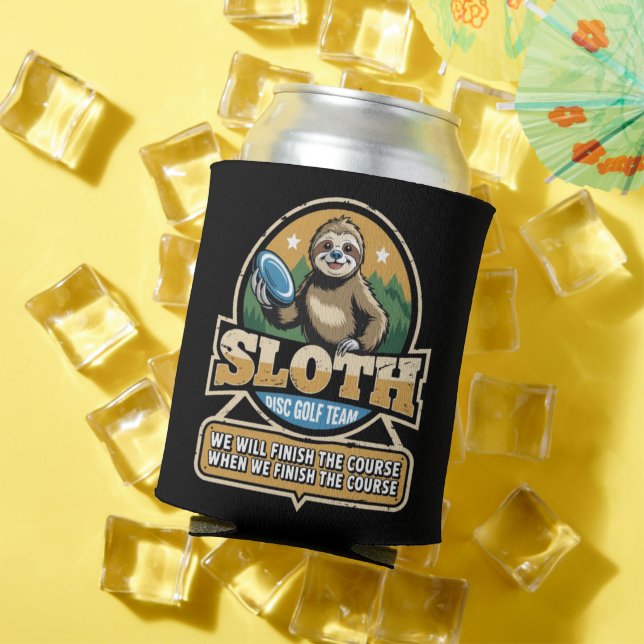 Disc Golfer Funny Sloth Disc Golf Player Golfer Can Cooler (In Situ Summer)