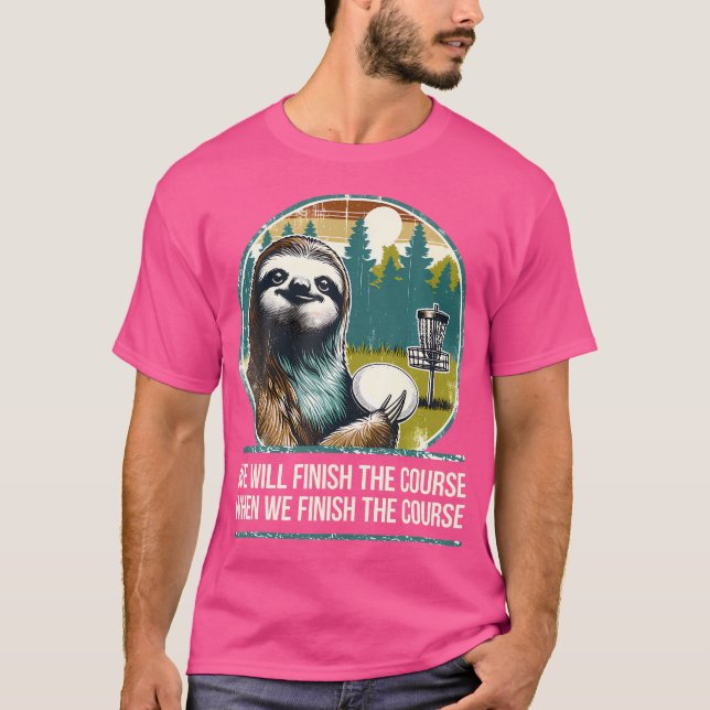 Disc Golfer I Sloth Disc Golf Player T-Shirt (Front)