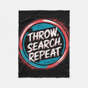 Disc Golfing Disc, Throw Search Repeat, Retro Disc Fleece Blanket