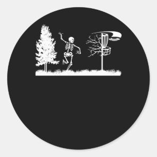 Disc Golfing Skeleton Disc Golf Halloween Costume  Classic Round Sticker