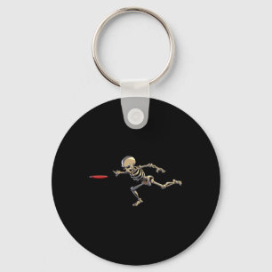 Disc Golfing Skeleton Halloween Men Disc Golf Hall Key Ring