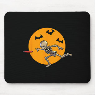 Disc Golfing Skeleton Halloween Men Disc Golf Hall Mouse Pad