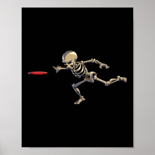 Disc Golfing Skeleton Halloween Men Disc Golf Hall Poster