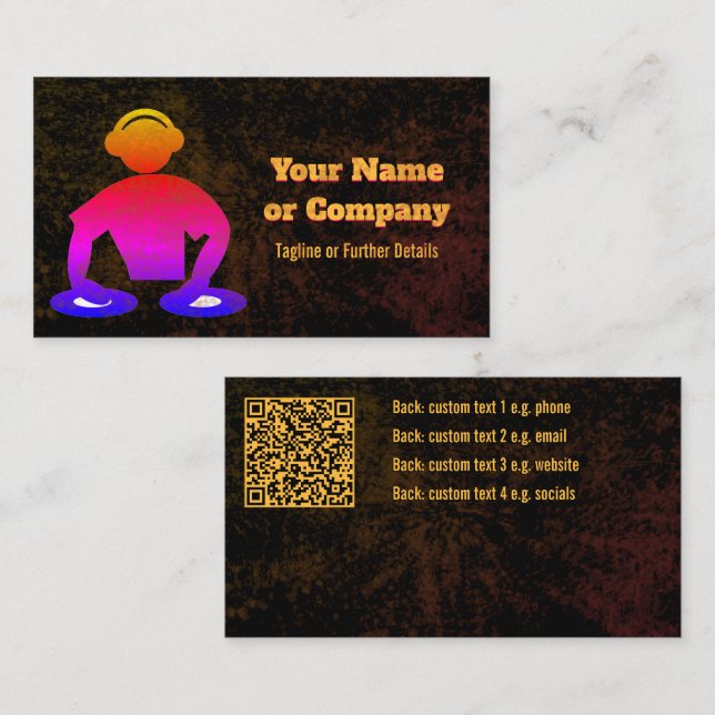 Disc Jockey, Event & Party DJ - Bright Club Colour Business Card (Front/Back)