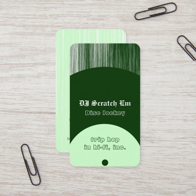 Disc Jockey Vinyl Record Scratched Look Business Card (Front/Back In Situ)