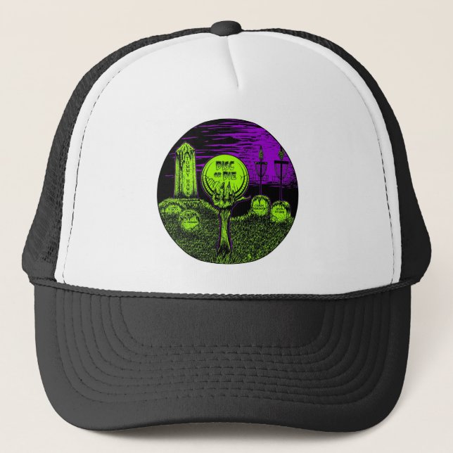 Disc Or Die - Disc Golf Design Trucker Hat (Front)