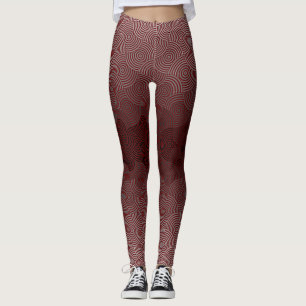 Disc Pattern 02.Grey DRed BG Leggings