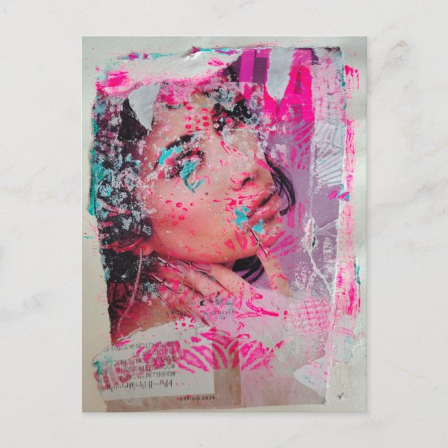 Discard Woman Mixed Media Collage Postcard (Front)