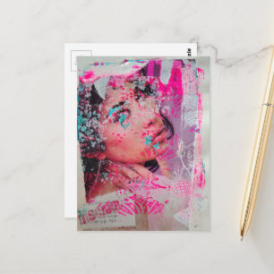 Discarded Lady Abstract Mixed Media Collage Postcard