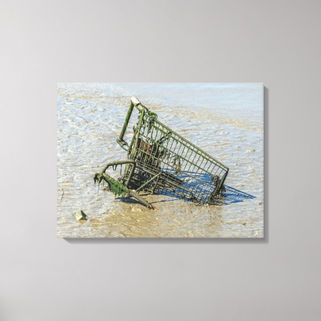 Discarded shopping trolley view canvas print (Front)