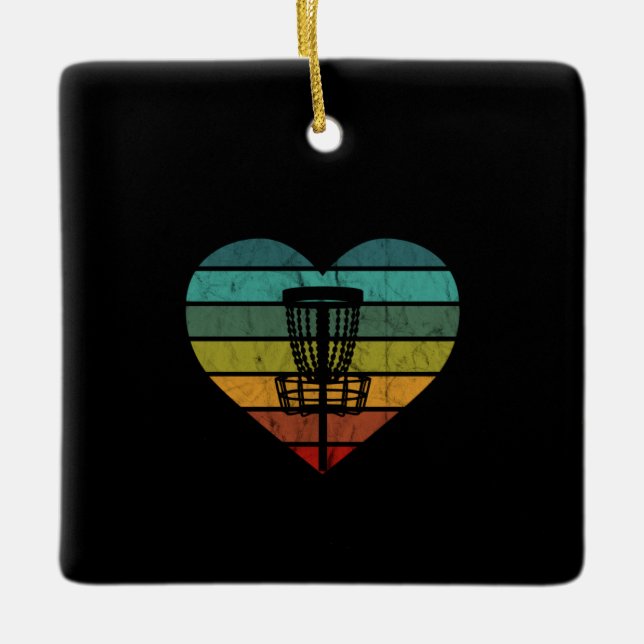 DiscGolf - Retro Vintage Target Basket Ceramic Ornament (Front)