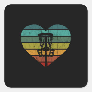 DiscGolf - Retro Vintage Target Basket Square Sticker