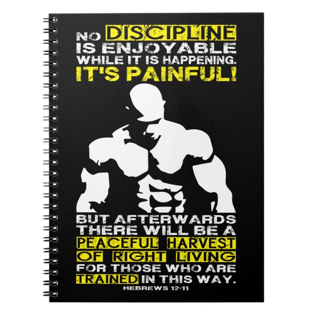 DISCIPLINE - Bodybuilding Workout Motivational Spiral Notebook (Front)
