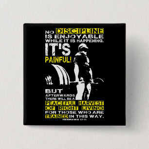 DISCIPLINE - Deadlift Workout Motivational 15 Cm Square Badge