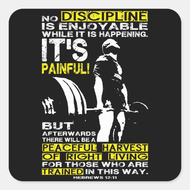 DISCIPLINE - Deadlift Workout Motivational Square Sticker (Front)