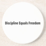 Discipline Equals Freedom Minimalist Typewriter  Coaster<br><div class="desc">Protect your base. Sandstone coaster with high-contrast typewriter typography to keep your workspace clean and your mind on the mission.</div>