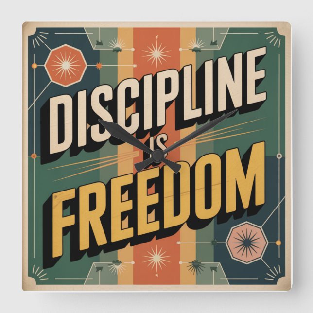 Discipline Is Freedom Square Wall Clock (Front)