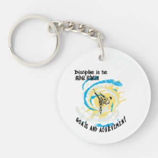 Discipline is the bridge between goals martial art key ring