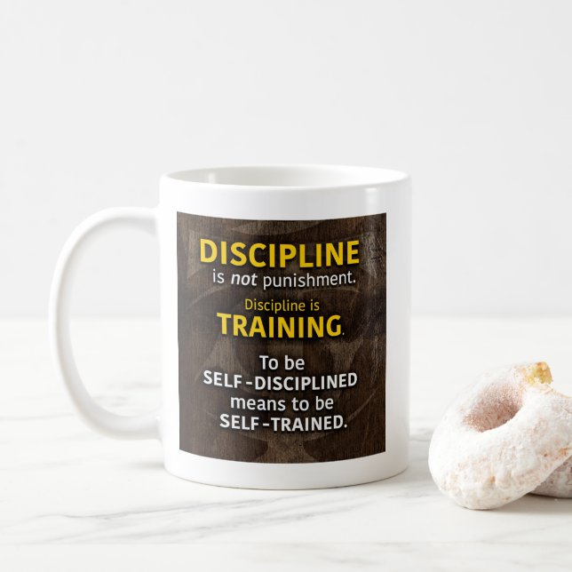 Discipline Is Training - Workout Gym Inspirational Coffee Mug (With Donut)