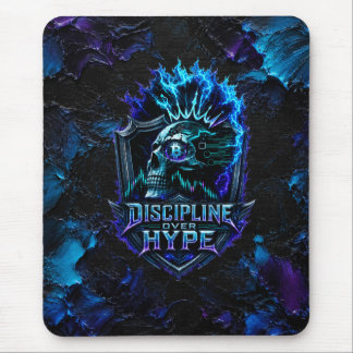 Discipline Over Hype Bitcoin Blue Brushstroke Mouse Pad